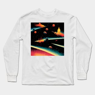 Retro Space Battle Long Sleeve T-Shirt